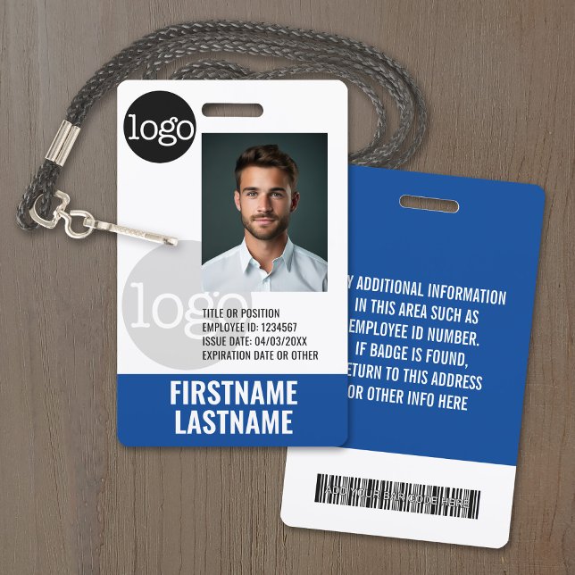 Badge Logo de filigrane du code-barres de l'employé esse (Employee ID Badge - Customize Online with a Photo, Logo and More)