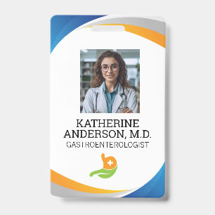 Badge Logo de gastroentérologue Médecin souriant