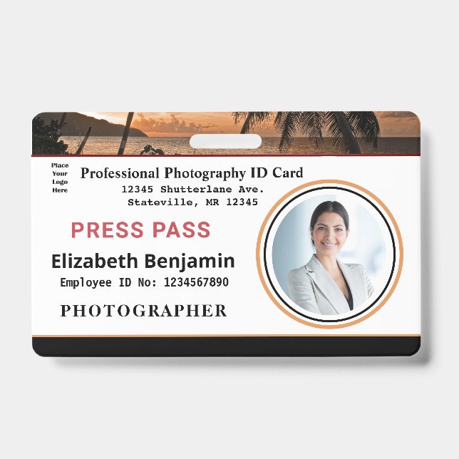 Badge Logo de la photo de l'employé Code à barres Nom pe (Avant)