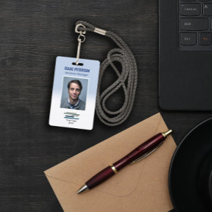 Badge Logo de la société de photo d'employé bleu clair