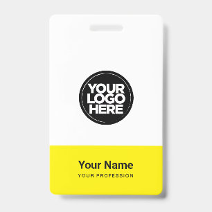 Badge Logo de la société jaune Nom Barre de code