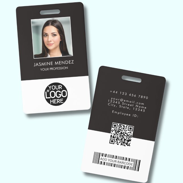 Badge Logo de l'employé avec code QR et code-barres ID (Créateur téléchargé)
