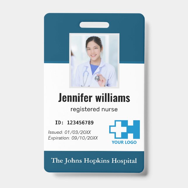 Badge Logo de l'employé de l'hôpital personnalisé et pho (Front)