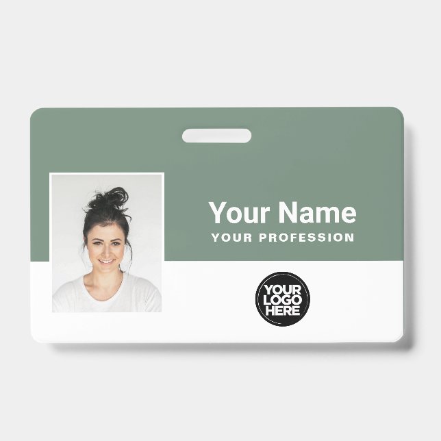 Badge Logo de l'employé en vert sur mesure Nom du bandea (Avant)