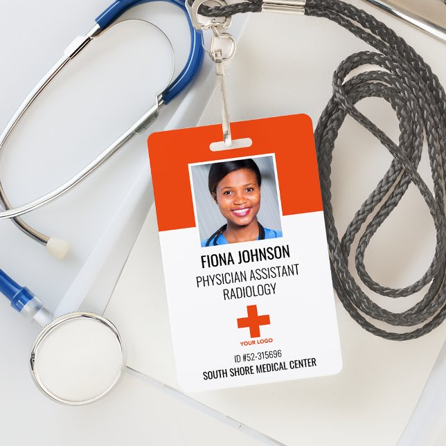 Badge Logo de l'employé Médicale personnalisé - ID photo (Personalized Medical Employee Logo Photo ID Badge)