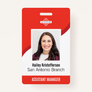 Badge Logo de l'employé personnalisé rouge - ID photo - 