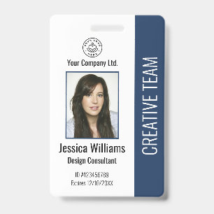 Badge Logo de l'entreprise moderne Photo Bleu Carte d'id