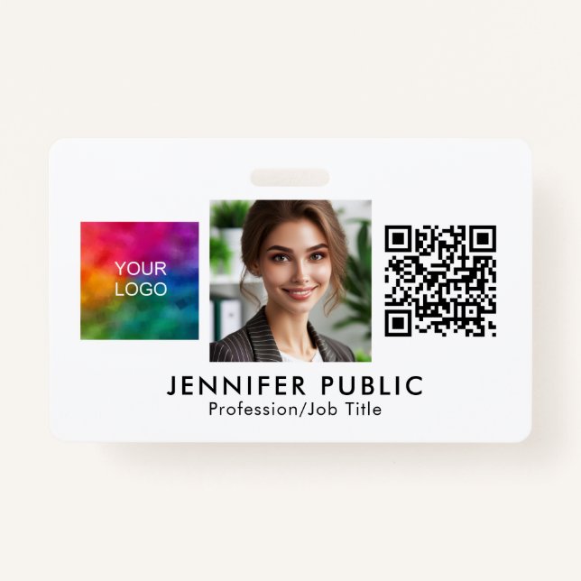 Badge Logo de l'entreprise personnalisée Code QR Photo d (Devant)