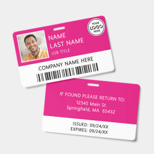 Badge Logo de l'entreprise Photo de l'employé Carte d'id