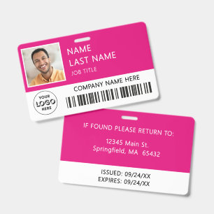 Badge Logo de l'entreprise Photo de l'employé Carte d'id