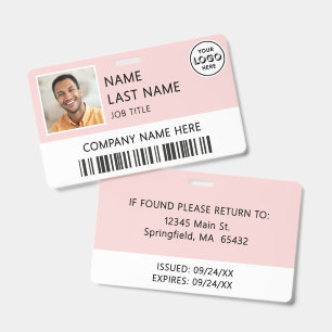 Badge Logo de l'entreprise Photo de l'employé Rose Blush