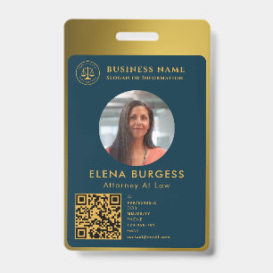 Badge Logo de l'ID d'entreprise   Avocat Navy Gold