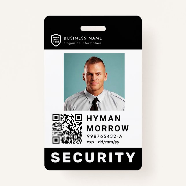 Badge Logo de l'ID d'entreprise QR | Employé du service  (Devant)