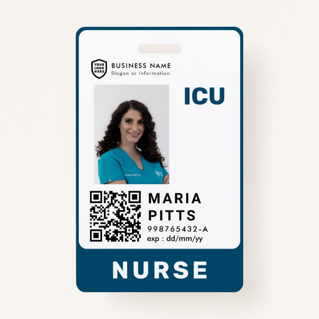 Badge Logo de l'ID d'entreprise QR | Employé Médicale de (Devant)