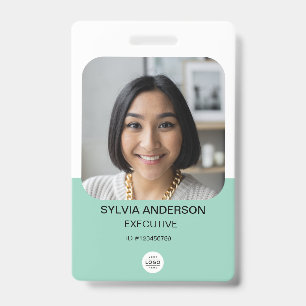 Badge Logo de l'ID employé photo personnalisé turquoise