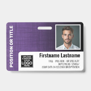 Badge Logo de l'ID photo de l'employé code-barres lin mo