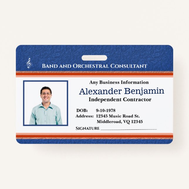 Badge Logo de l'ID photo de l'employé Conducteur de musi (Devant)