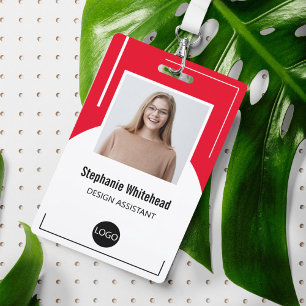 Badge Logo de l'ID photo de l'employé personnalisé rouge