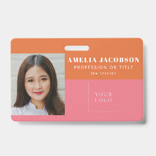 Badge Logo de l'ID photo employé rose rose mignon
