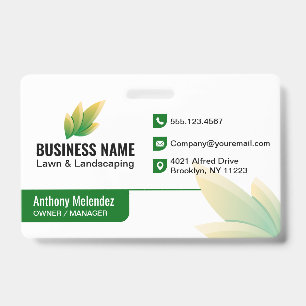 Badge Logo de paysagisme feuille verte moderne