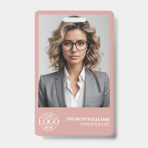 Badge Logo de photo d'employé personnalisé Rose Poussiér