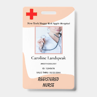 Badge Logo de photo d'employé Rose Beige pour infirmière