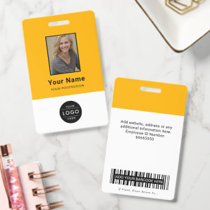 Badge Logo de photo d'entreprise moderne jaune et noir a