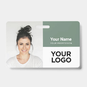 Badge Logo de photo d'entreprise vert sauge pour employé