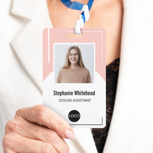 Badge Logo de photo ID employé personnalisé rose tendre