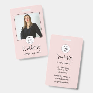 Badge Logo de script rose poudré Photo Cils et Sourcils