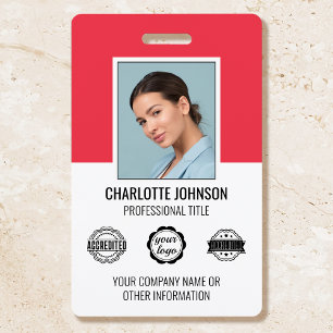 Badge Logo de société de photo d'employé moderne personn