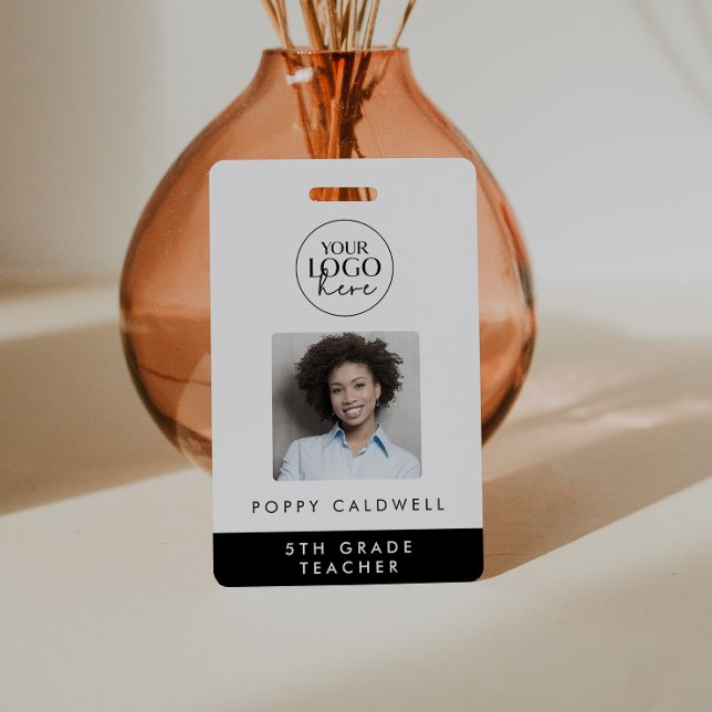 Badge Logo de typographie Chic Photo Employé ou ID ensei (Créateur téléchargé)