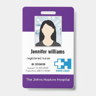 Badge Logo d'employé d'hôpital personnalisé & Photo & Co