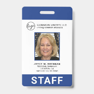 Badge Logo d'entreprise bleu personnalisé - ID photo emp