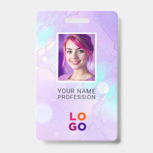 Badge Logo d'entreprise Lumina Opal, Photo, Code Qr, Nom