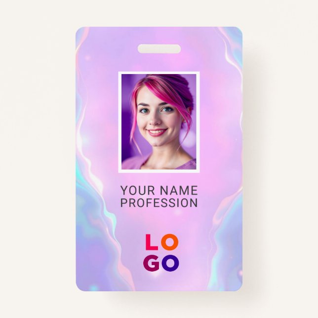 Badge Logo d'entreprise Lumina Opal, Photo, Code Qr, Nom (Devant)