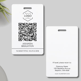 Badge Logo d'entreprise moderne noir noir Code QR