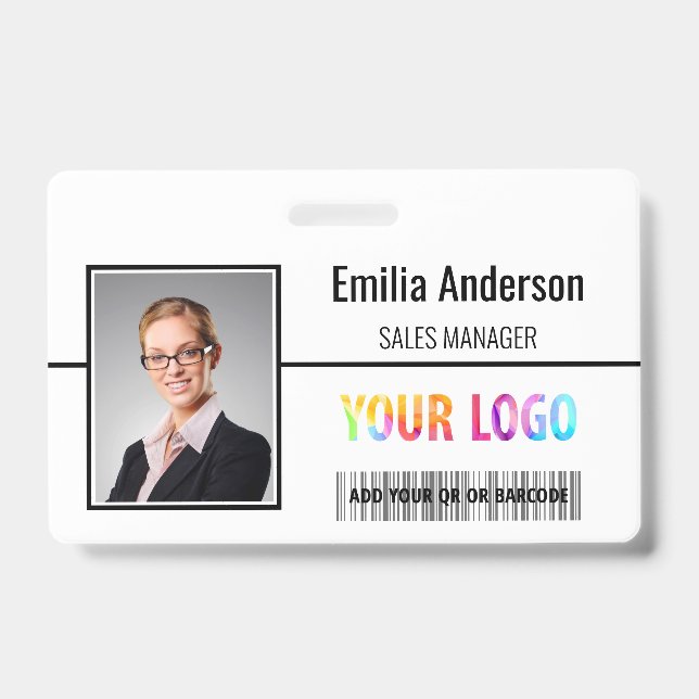 Badge Logo d'entreprise personnalisé Code-barres Photo d (Avant)