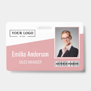 Badge Logo d'entreprise personnalisé Code-barres Photo E
