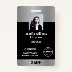 Badge Logo d'entreprise personnalisé Glam Silver & Black