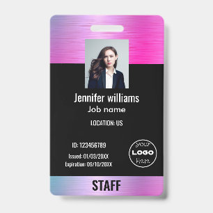 Badge Logo d'entreprise personnalisé Glam violet et noir