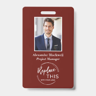 Badge Logo d'entreprise personnalisé sur fond sombre ave
