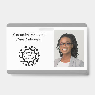 Badge Logo d'entreprise personnalisé & tête grise