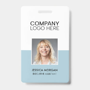 BADGE LOGO D'ENTREPRISE PHOTO D'EMPLOYÉ ID PALE BLEU PÂL
