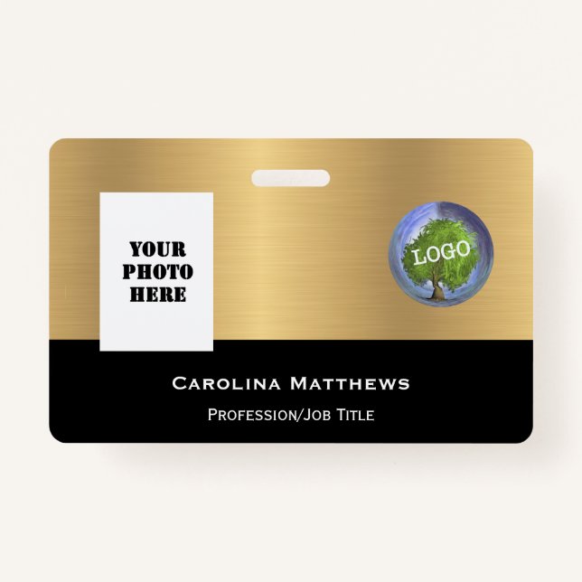 Badge Logo d'entreprise photo Gold Noir (Devant)