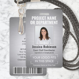 Badge Logo d'entreprise Photo ID QR Code barre grise bro
