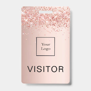 Badge Logo d'entreprise rose or rousse visiteur