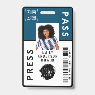 Badge Logo d'ID photo du Passe-Média Personnalisé Bleu