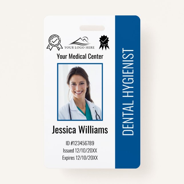 Badge Logo du bureau des dentistes personnalisés - ID ph (Devant)