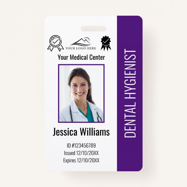 Badge Logo du bureau des dentistes personnalisés ID phot (Devant)